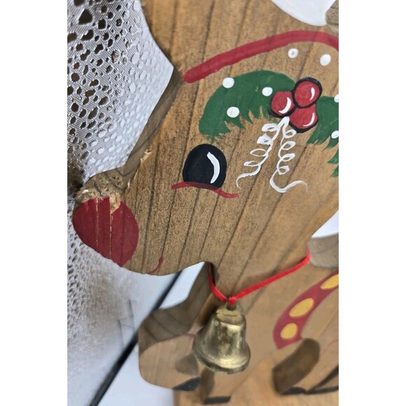 Vintage Wooden Christmas Reindeer & Sleigh Set Holiday Xmas Wooden Decor *AS IS* - Picture 6 of 16